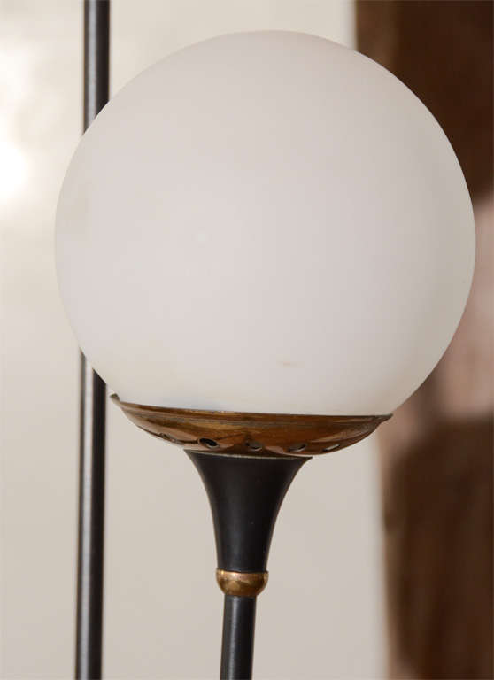 Italian Stilnovo Mid-Century Floor Lamp with Opaque Globes and marble base In Excellent Condition In Sag Harbor, NY