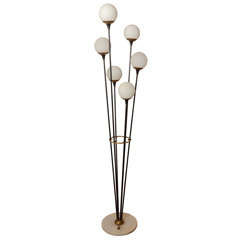 Italian Stilnovo Mid-Century Floor Lamp with Opaque Globes and marble base 2