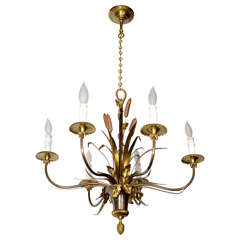 Elegant Bronze Sheaf of Wheat Chandelier by Charles et Cie