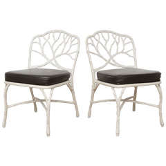Pair of Metal Faux Bois Chairs
