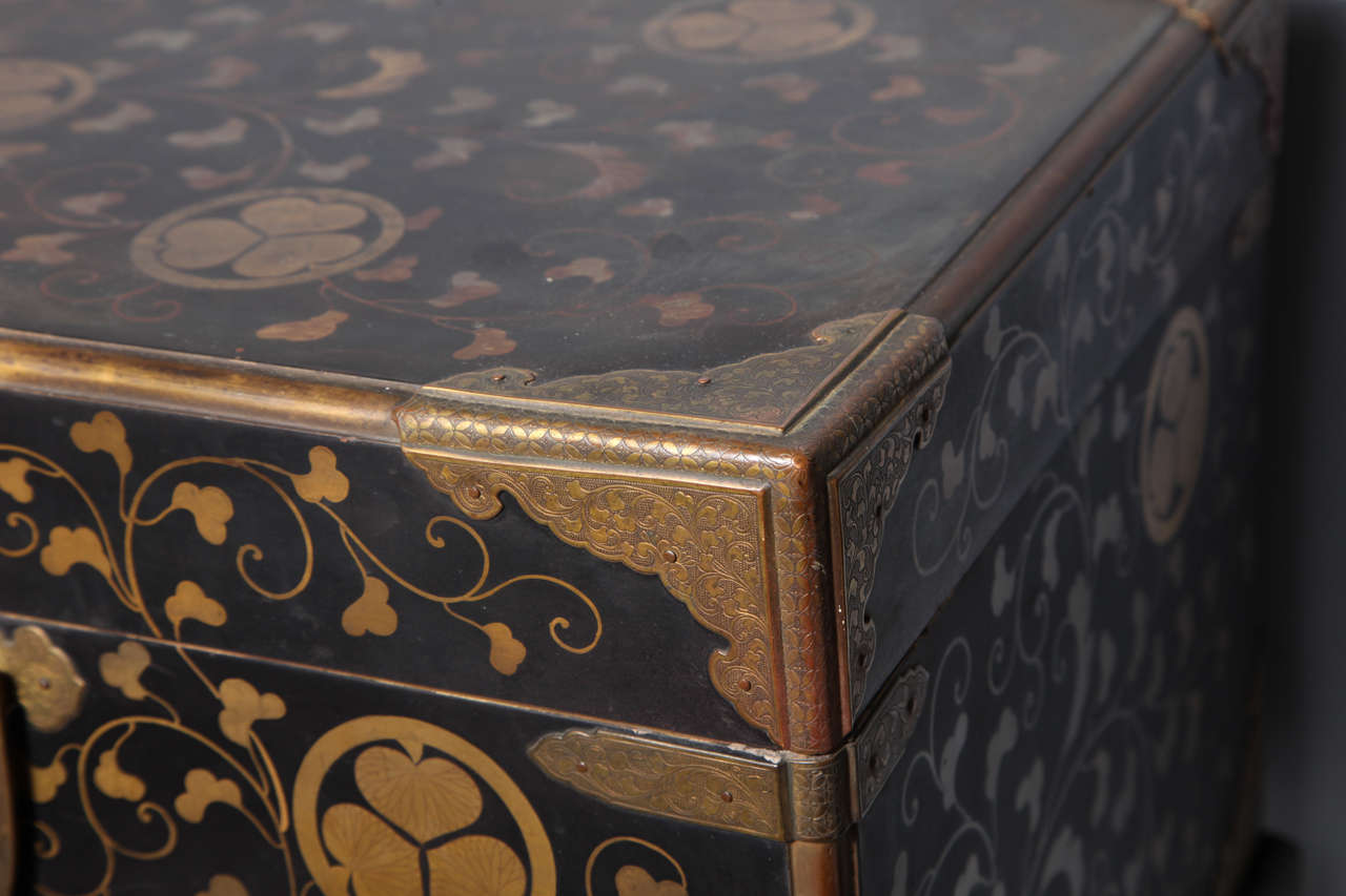 19th Century A Pair of Japanese Lacquer Traveling Trunks, on English Style Bases