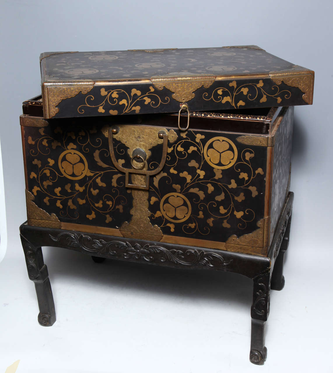 A Pair of Japanese Lacquer Traveling Trunks, on English Style Bases 1