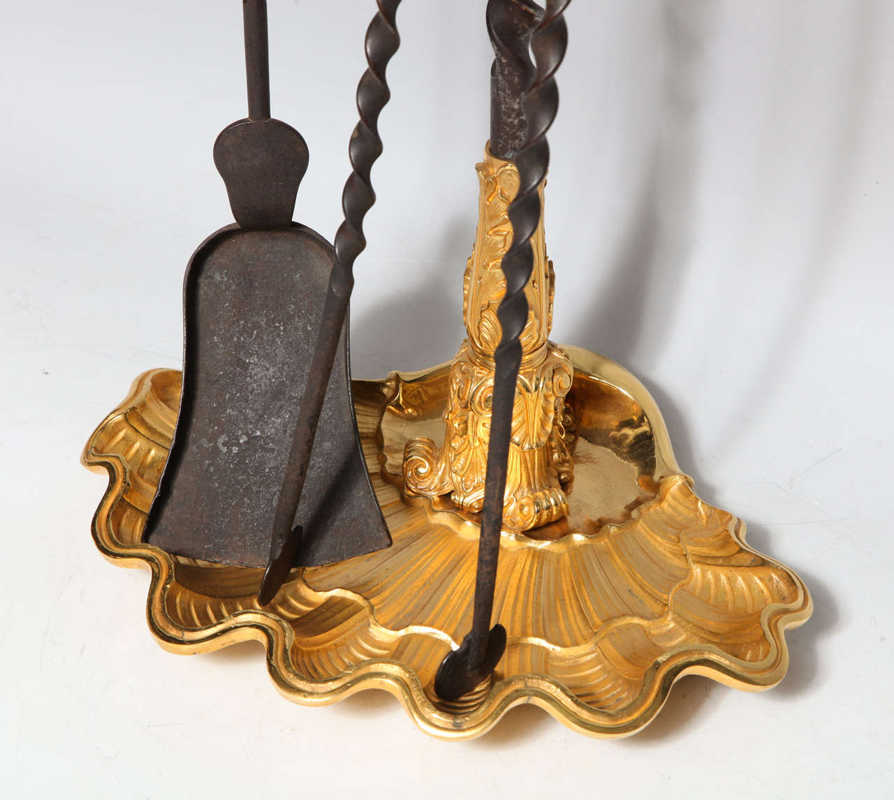 Late 19th Century Fine Antique Louis XVI Style Gilt Bronze Fire Place Tool Set by E. F. Caldwell