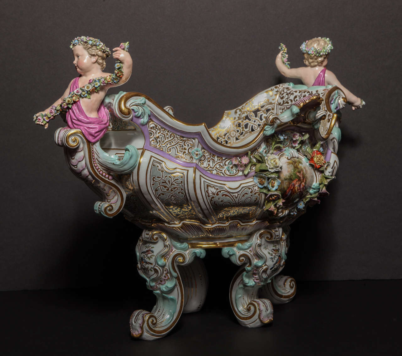 A Palatial Antique German Meissen Porcelain Figural Centerpiece 1