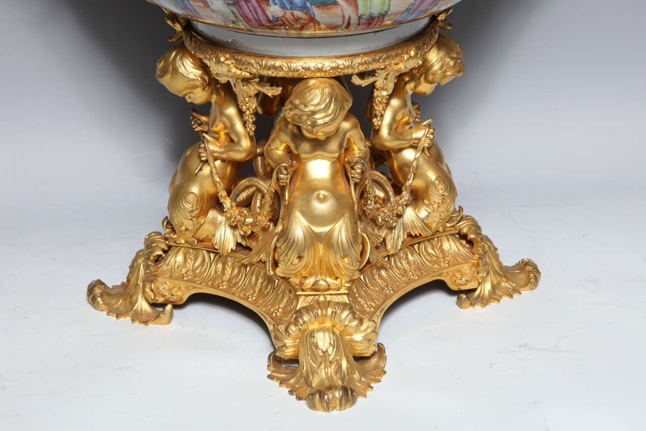 19th Century Massive Charles X Period Ormolu-Mounted Chinese Export Porcelain Centrepiece For Sale