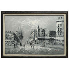 "Le Moulin Rouge" a Mid-Century Oil Painting