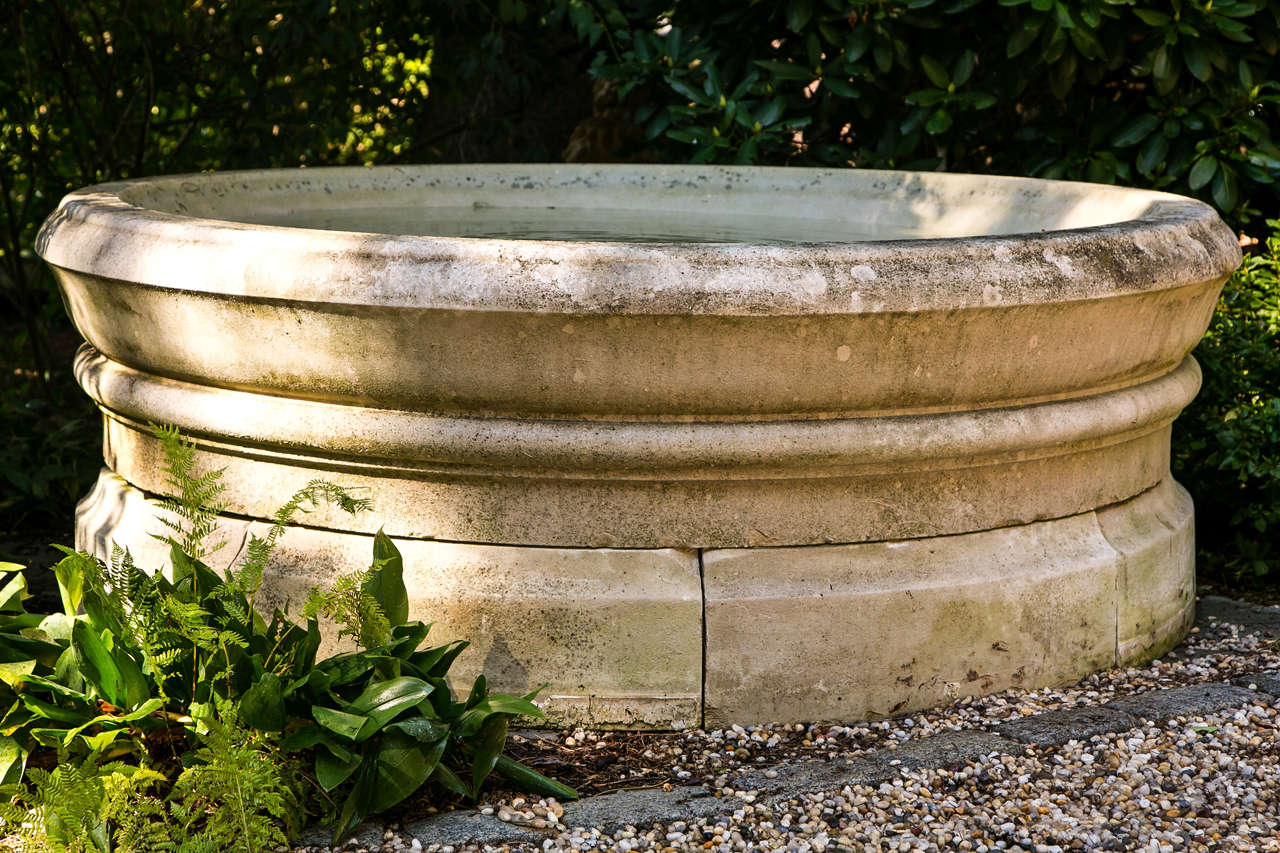 Edwardian Fountain Bowl in Carved Limestone