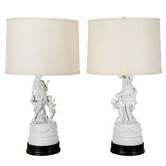 Pair of Willaim Haines Pedestal Lamps from the Rutherford Estate
