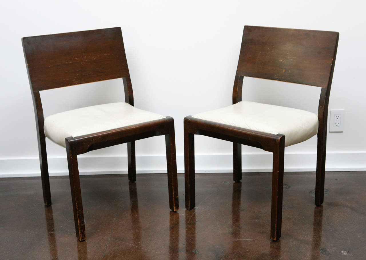 This rare set of eight Alvar Aalto dining chairs were modified by designer William Haines in 1943 for the Prinzmetal family in Beverly Hills.  The chairs are in original condition, and came out of the Prinzmetal estate in the late