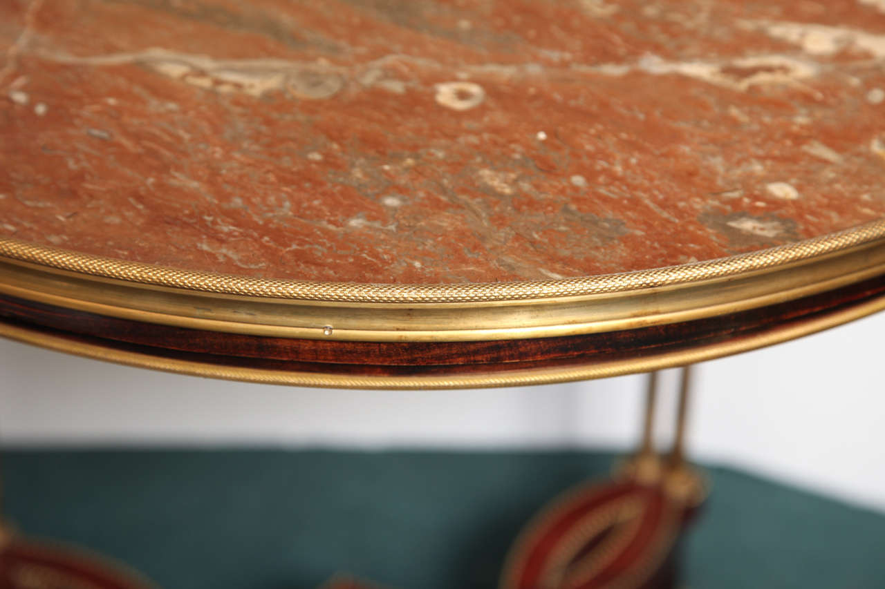 Very Fine Louis XVI Style Round Marble Top Gueridon with Bamboo Bronze Legs 2