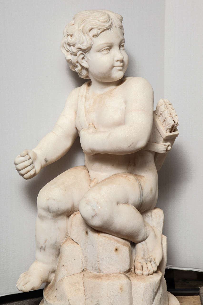 Baroque Pair of marble figural cherubs