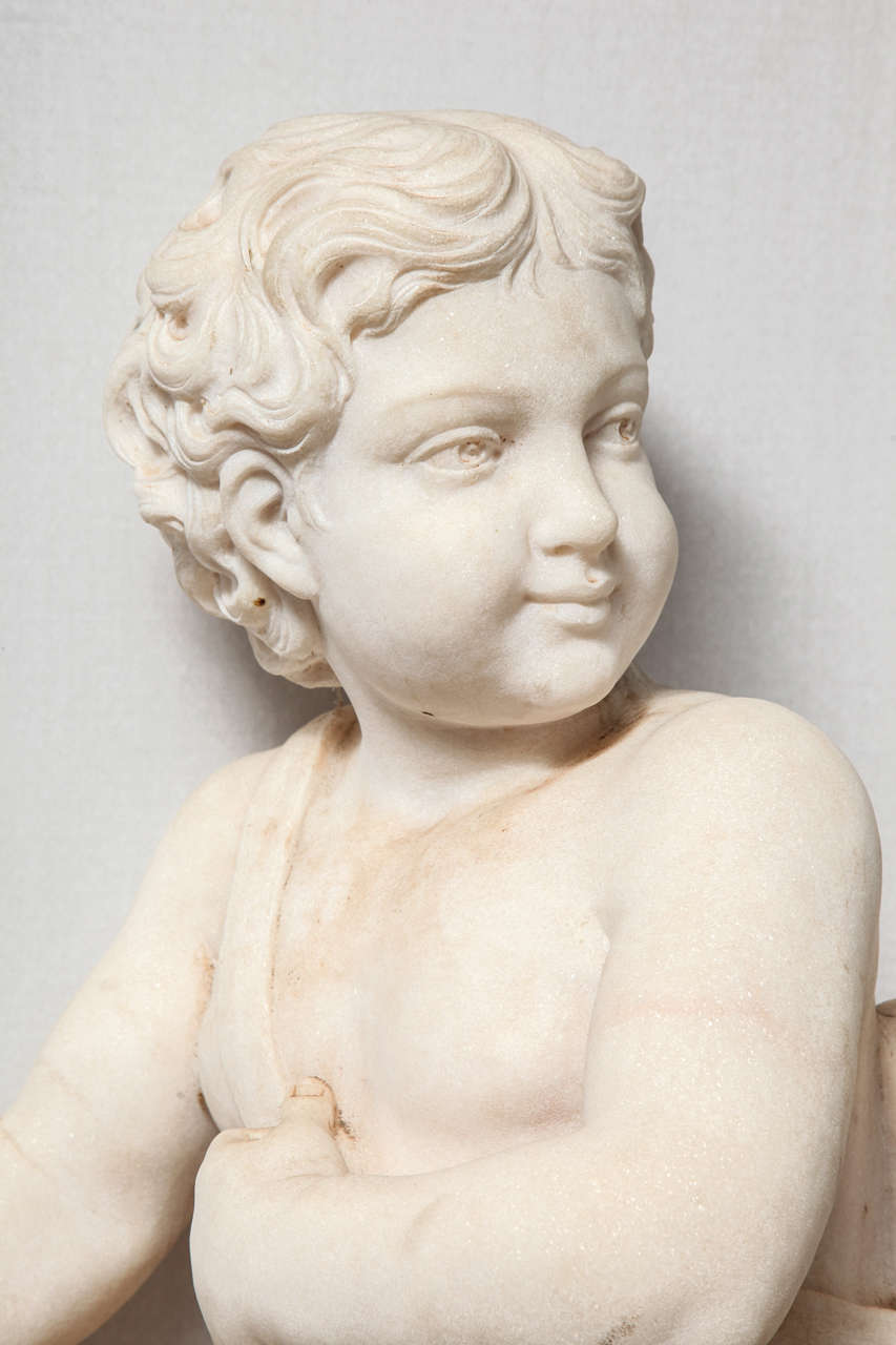 Italian Pair of marble figural cherubs