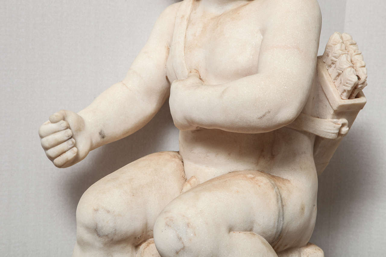 19th Century Pair of marble figural cherubs