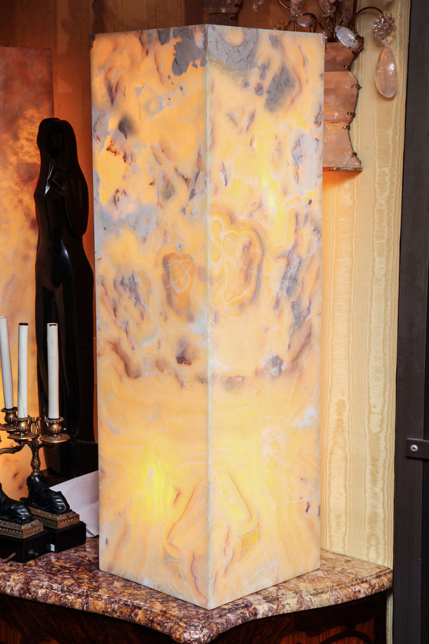 Pair of Onyx Pedestal Lamps at 1stDibs