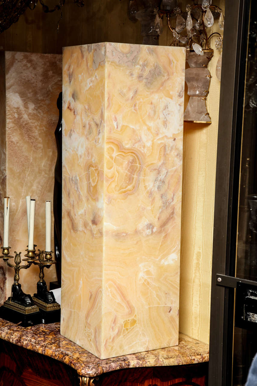 Pair onyx pedestal lamps For Sale at 1stdibs