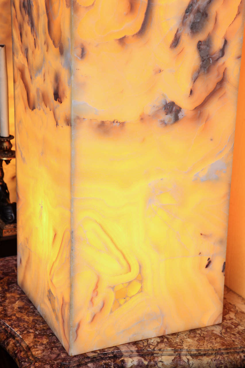 Pair of Onyx Pedestal Lamps at 1stDibs
