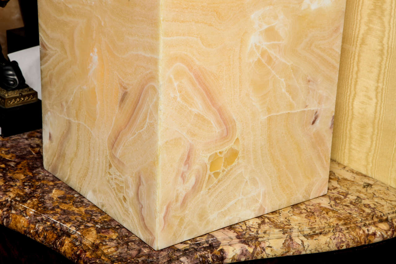 Pair of Onyx Pedestal Lamps at 1stDibs