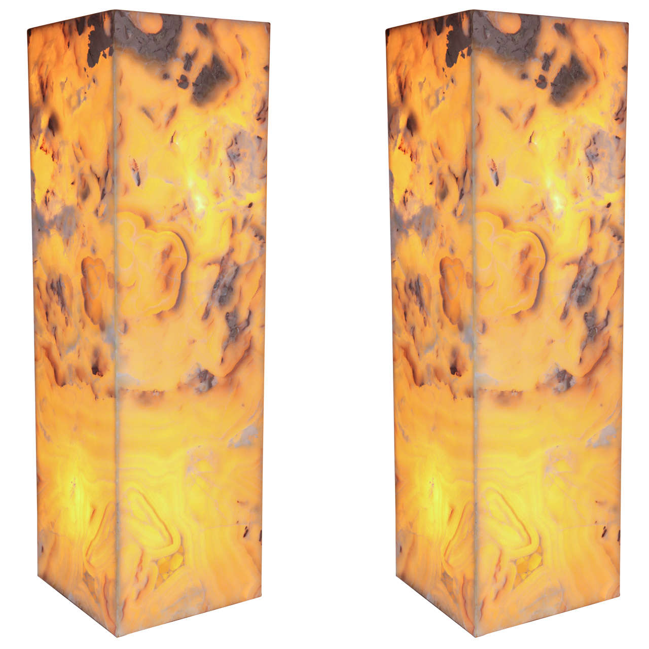 Pair of Onyx Pedestal Lamps at 1stDibs
