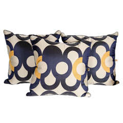Set of Three Modernist Decorative Pillows with Geometric Designs