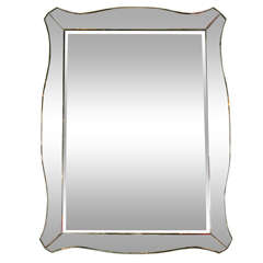 1940's Hollywood Mirror with Smoked Sinuous Borders & Hand Beveling