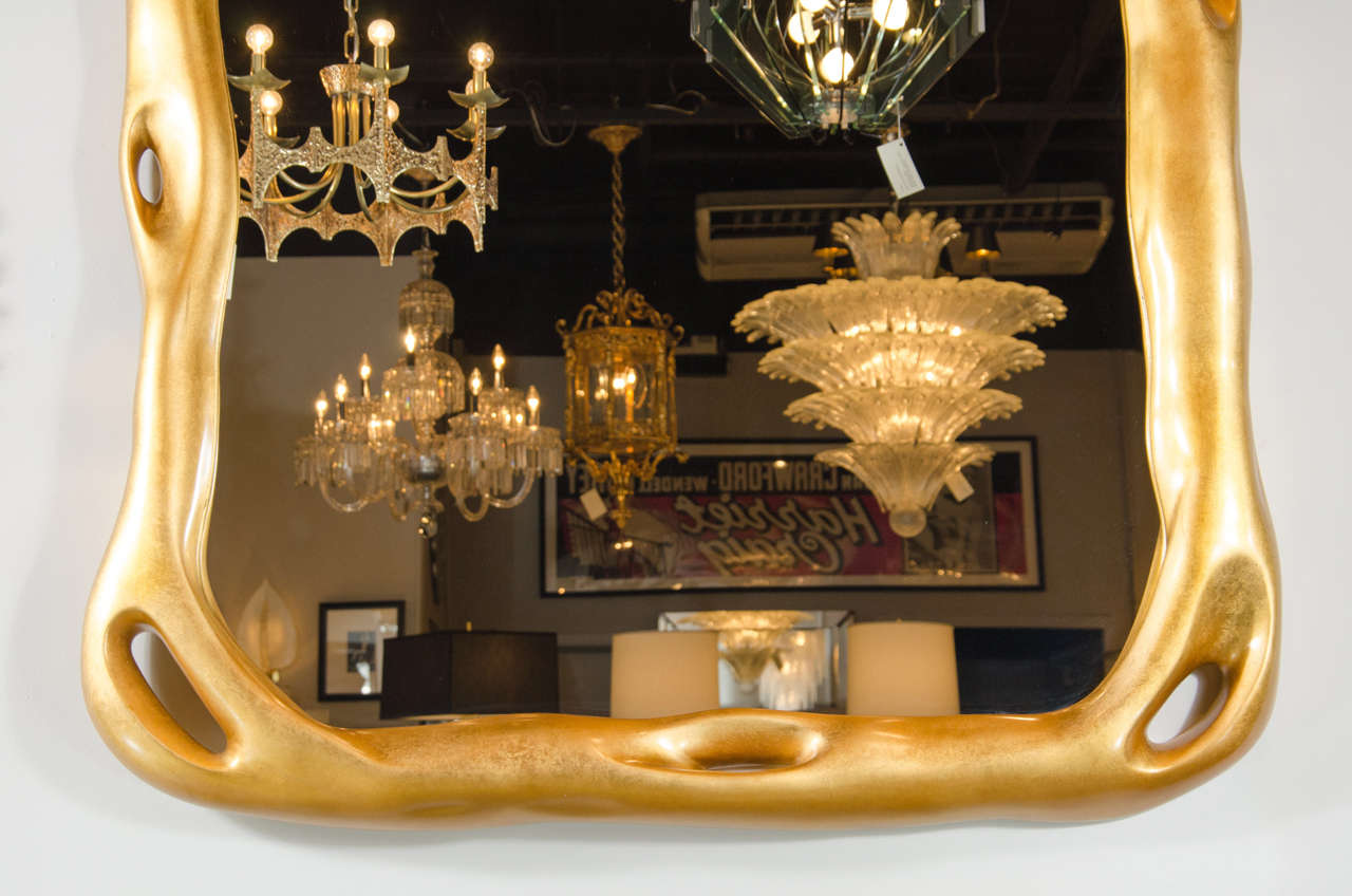 American Impressive Modernist Free-Form Design Wall Mirror by Tony Duquette for Baker