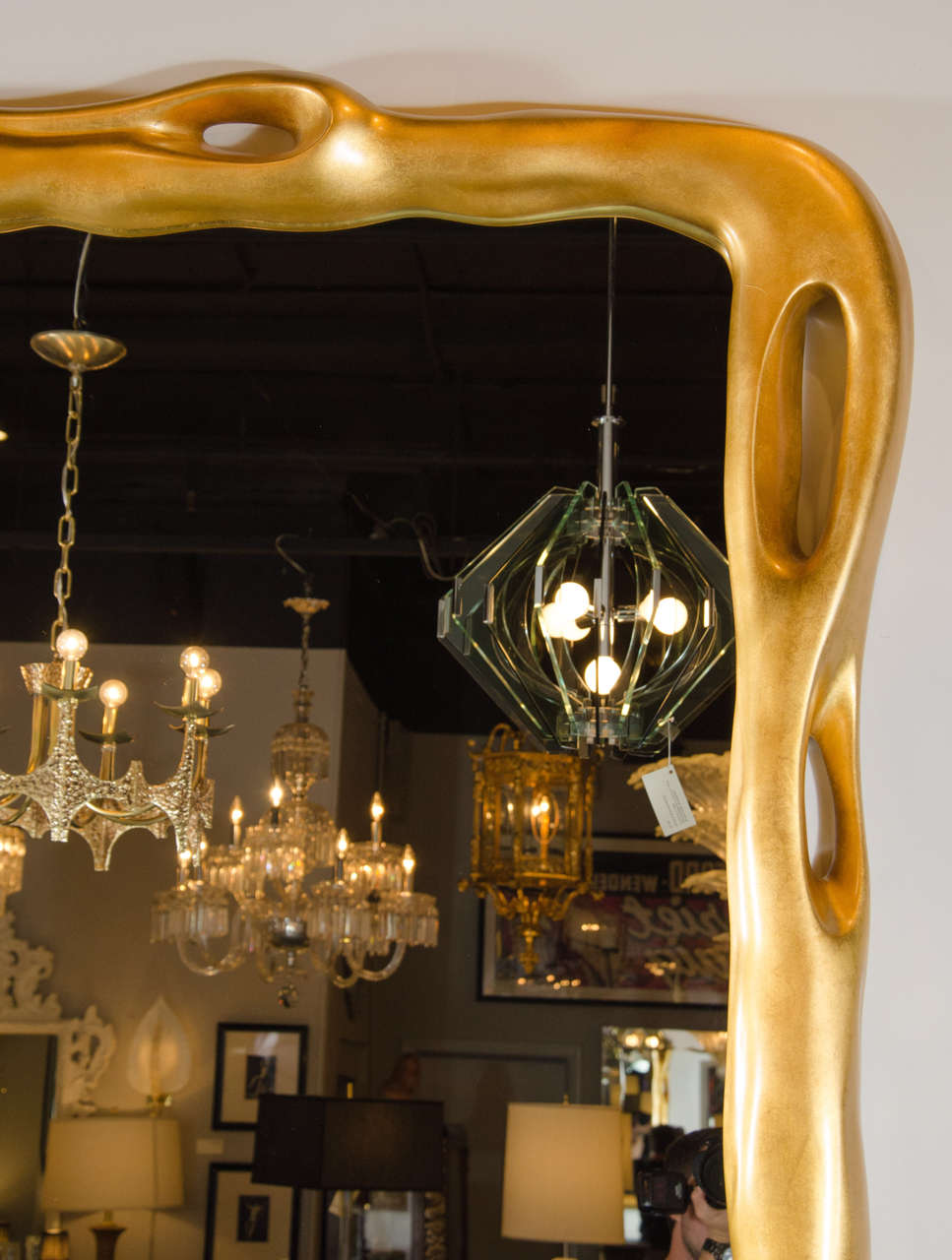 20th Century Impressive Modernist Free-Form Design Wall Mirror by Tony Duquette for Baker