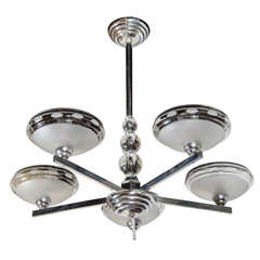 Art Deco Skyscraper Style Glass Ball Chandelier with Frosted Glass Globes