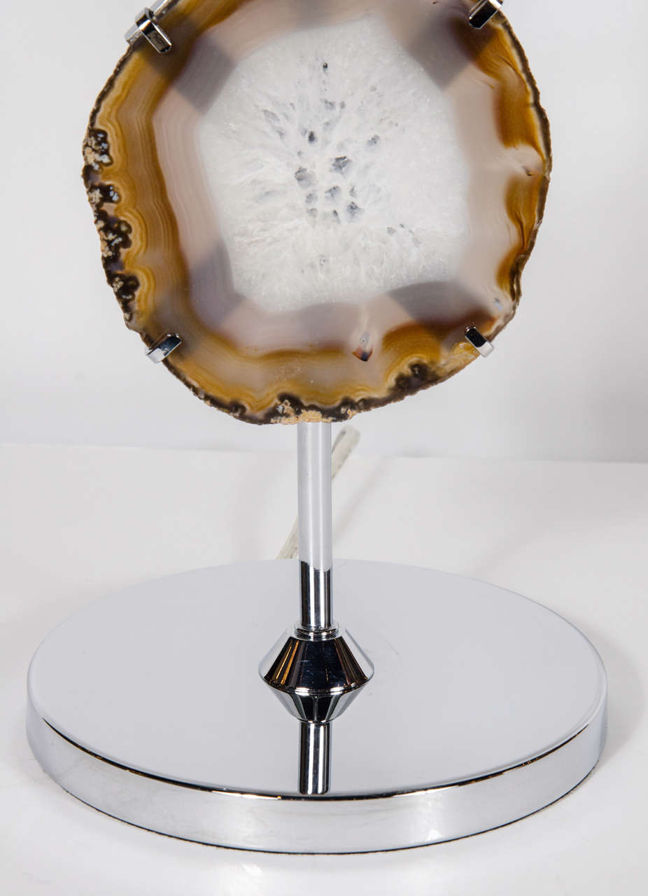 Modern Brilliant Table Lamp with Suspended Luce Agate Natural Stone