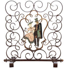 Unusual French Art Deco Figural Fire Screen 3