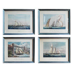 Set of Four Framed Prints of Sailing Yachts