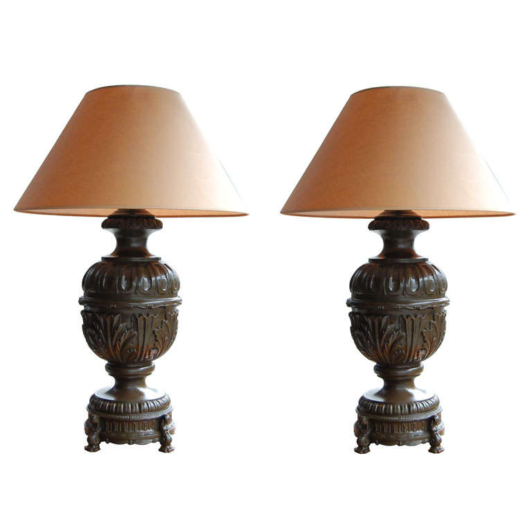 Pair of Robust Painted  Lamps