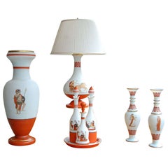 Antique Collection of Orange and White Opalene