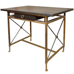 Bronze and Steel Desk or Writing Table with LeatherTop - Jansen