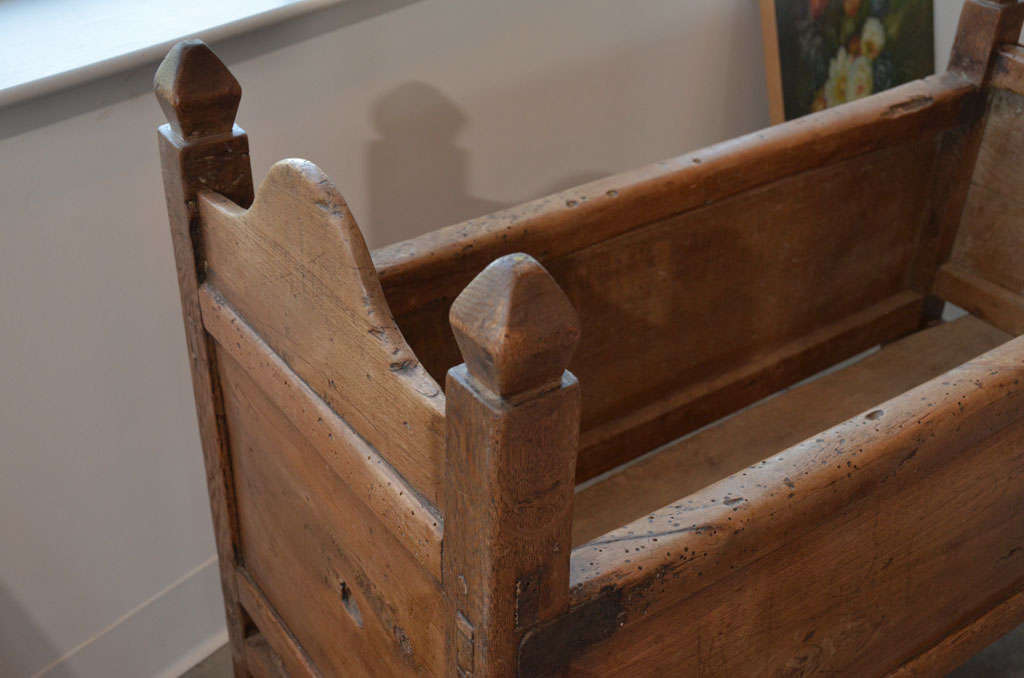 French Antique Olive wood Cradle from France For Sale