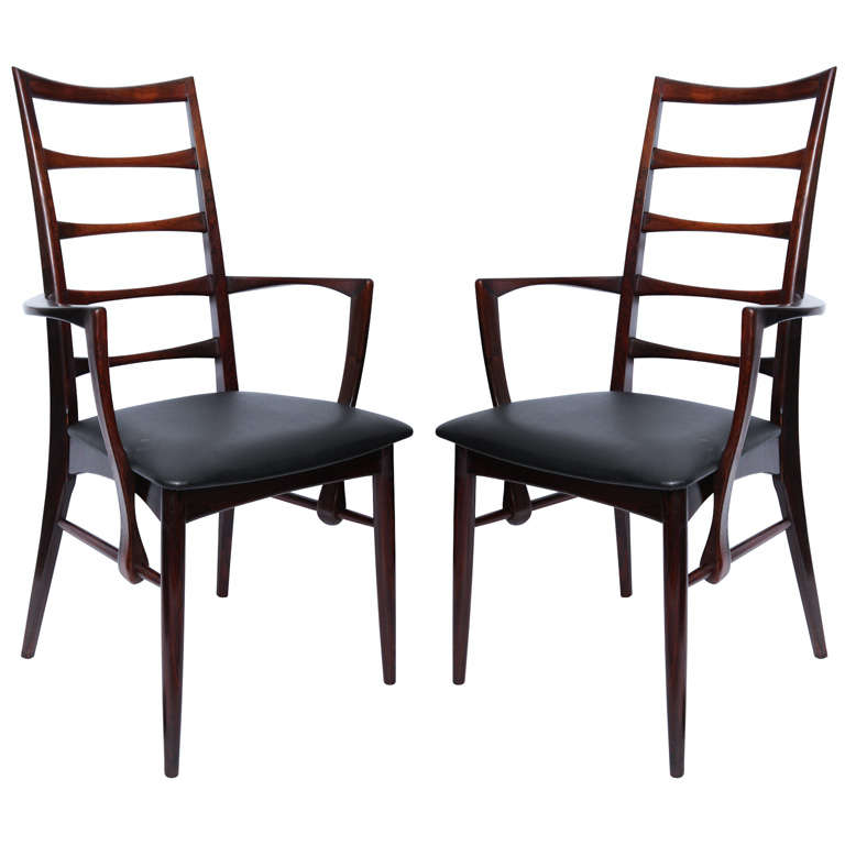 Pair of 1950s Danish Rosewood Side Chairs by Niels Kofoeds