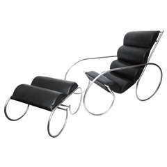 American Modernist Lounge Chair and Ottoman