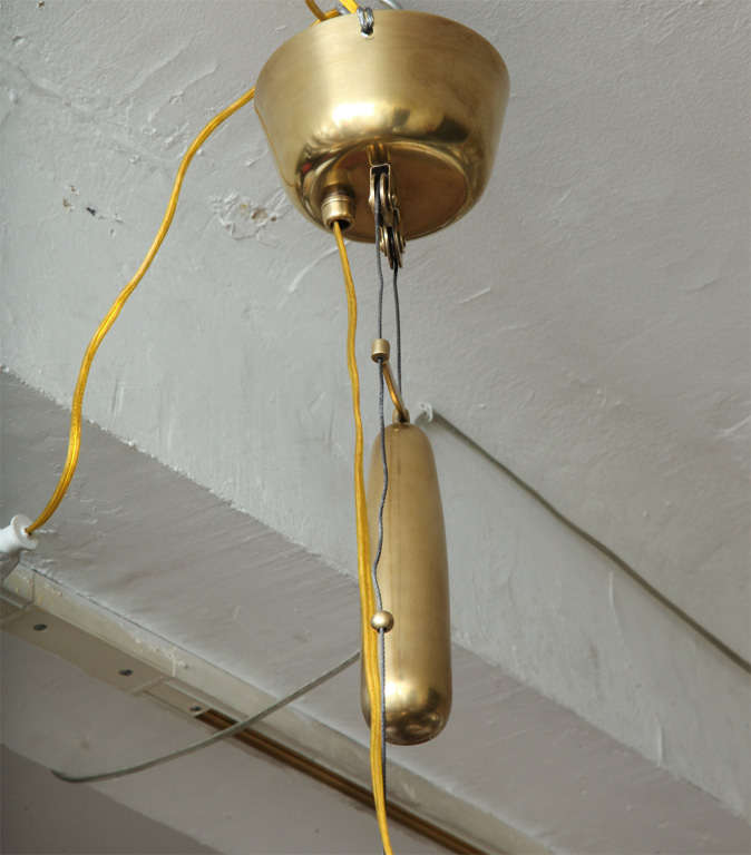 Finnish A Modernist Counter Balance brass Ceiling Light by Paavo Tynell