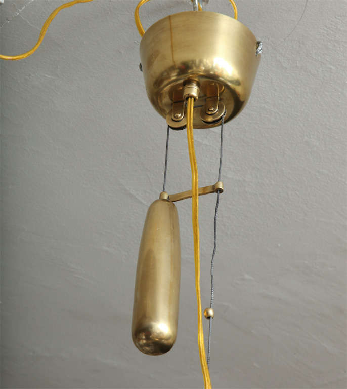 A Modernist Counter Balance brass Ceiling Light by Paavo Tynell 2