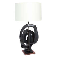 A 1960's Brutalist iron Table  Lamp by Bauman