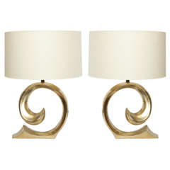 A Pair of 1960's Modernist Sculptural brass Table Lamps