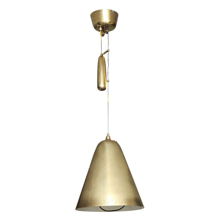 A Modernist Counter Balance brass Ceiling Light by Paavo Tynell at 1stDibs