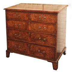 An Antique English Burled Walnut Chest of Drawers