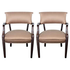 Pair of 1950's Occasional Arm Chairs in Walnut Wood