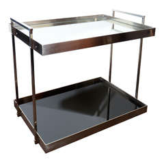 Modernist Two Tier Bar Cart in Brushed Nickel