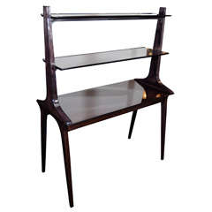 Modernist Ebonized Walnut Etagere 