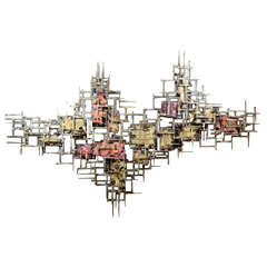 Modernist Silas Seandel Hand Wrought Wall Sculpture