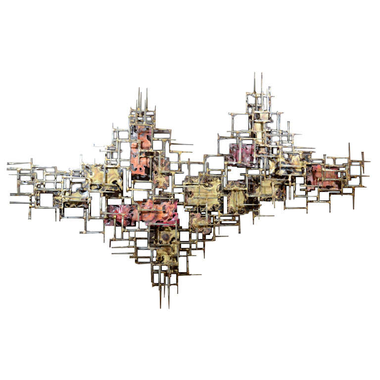 Modernist Silas Seandel Hand Wrought Wall Sculpture