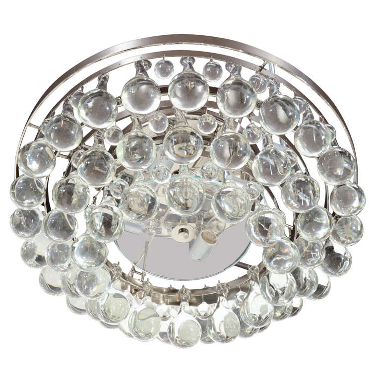 Modern Three Tier Chandelier with Large Crystal Tear Drops