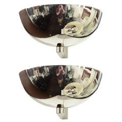 Pair of  Art Deco Nickel Sconces in the Manner of Jean Perzel