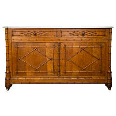 Faux Bamboo Sideboard with Original Marble Top